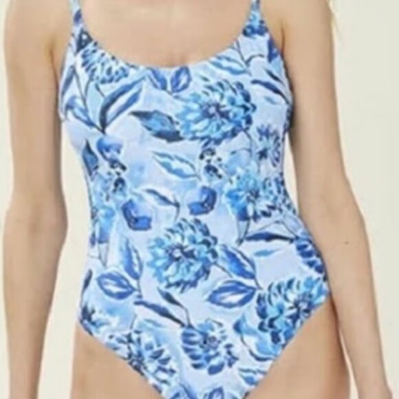 NWT Andie Swim The Baia One Piece in Bluf Blue Floral Size Large MSRP $125 - Picture 2 of 6